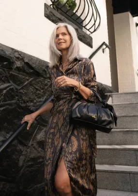 Printed Midi Shirt Wrap Dress