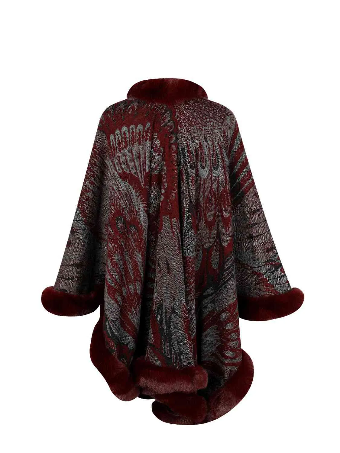 Printed Open Front Poncho