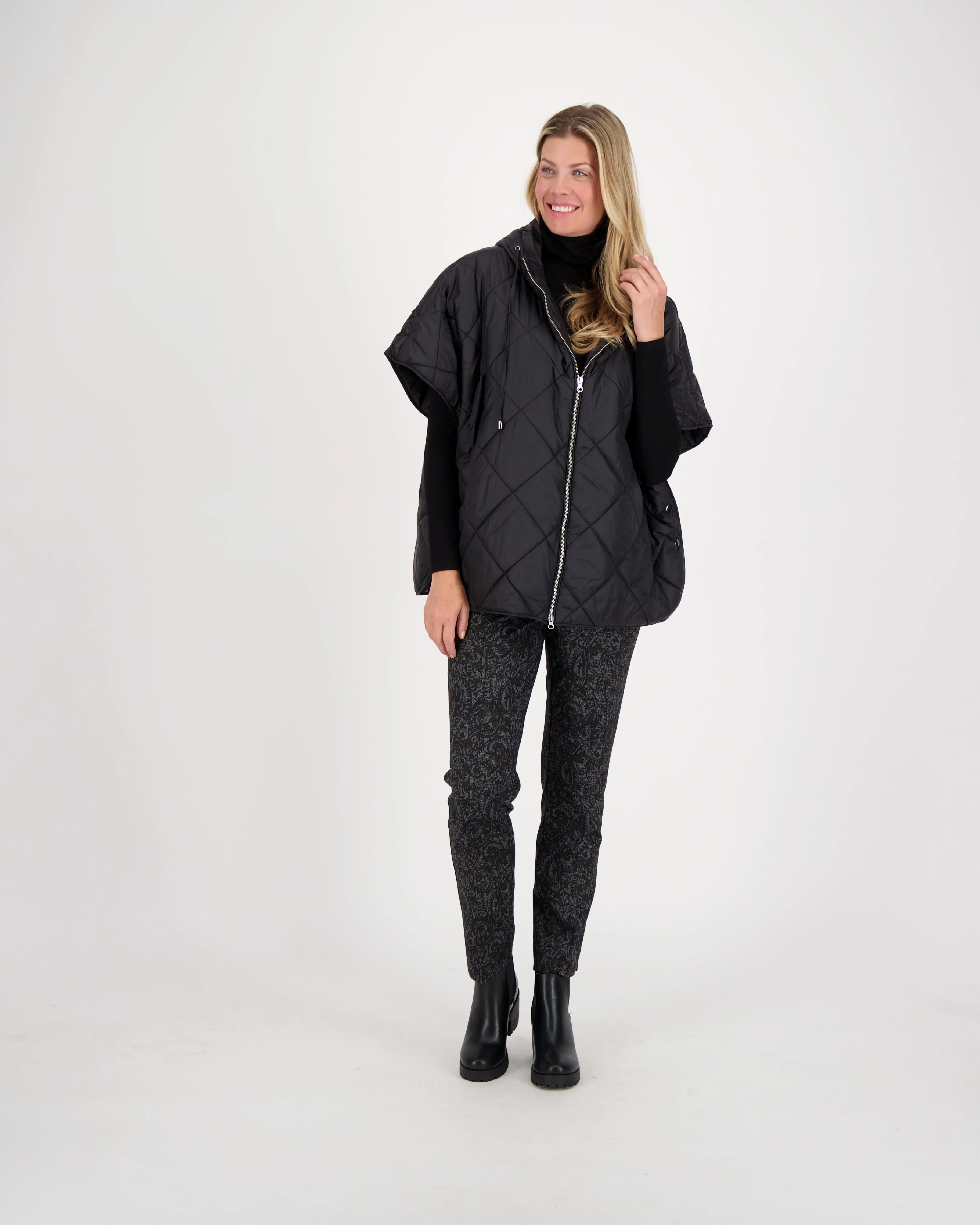 Puffer Hooded Poncho