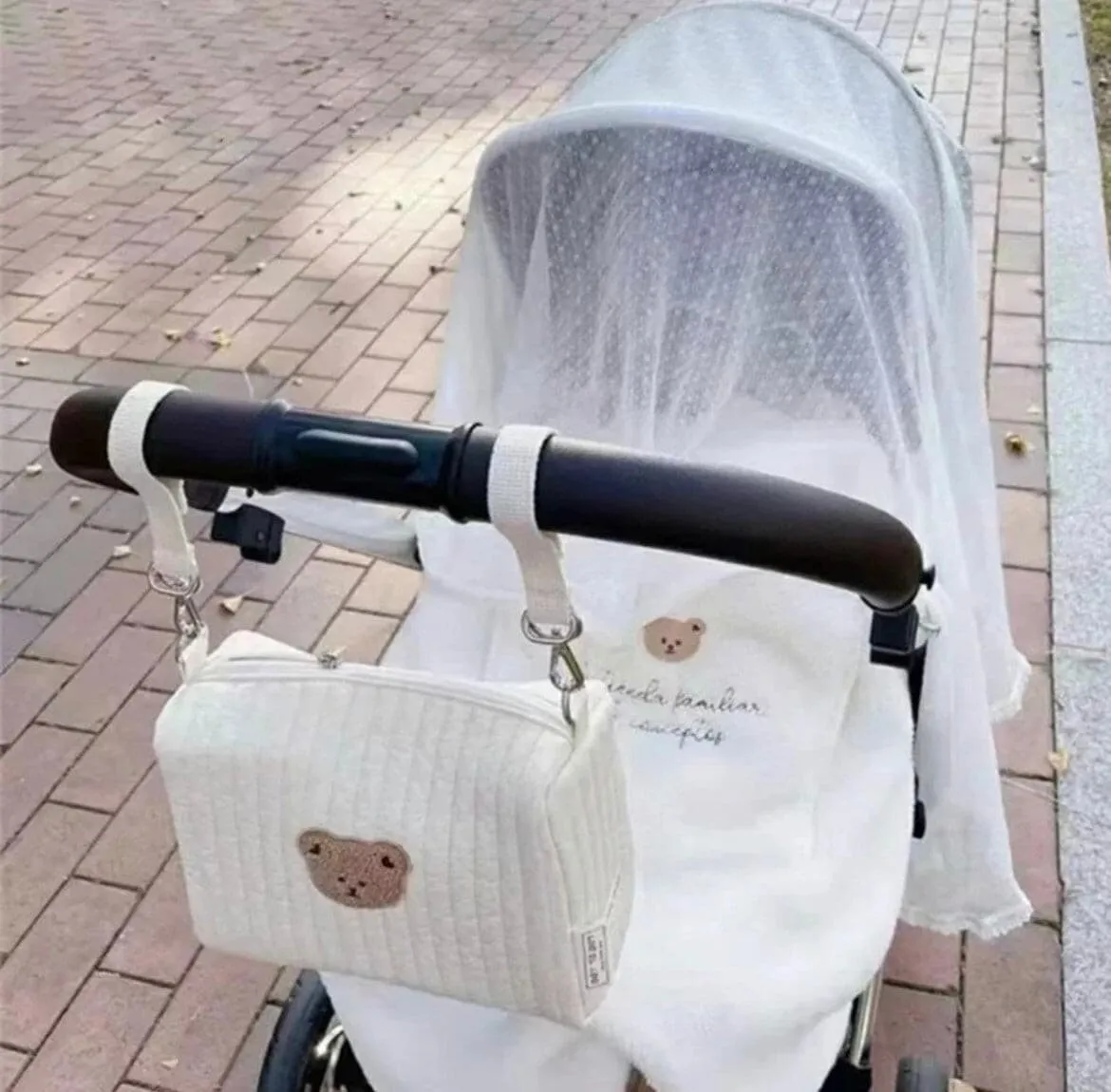 Quilted Pram Bag / Baby Bag for stroller - Single Bear