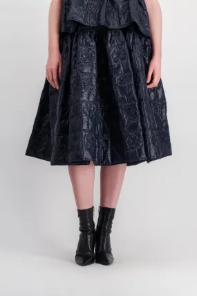 Quilted voluminous midi skirt