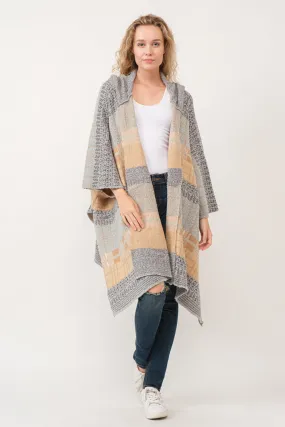 RAJ CARRIE HOODED PONCHO RUANA ASH