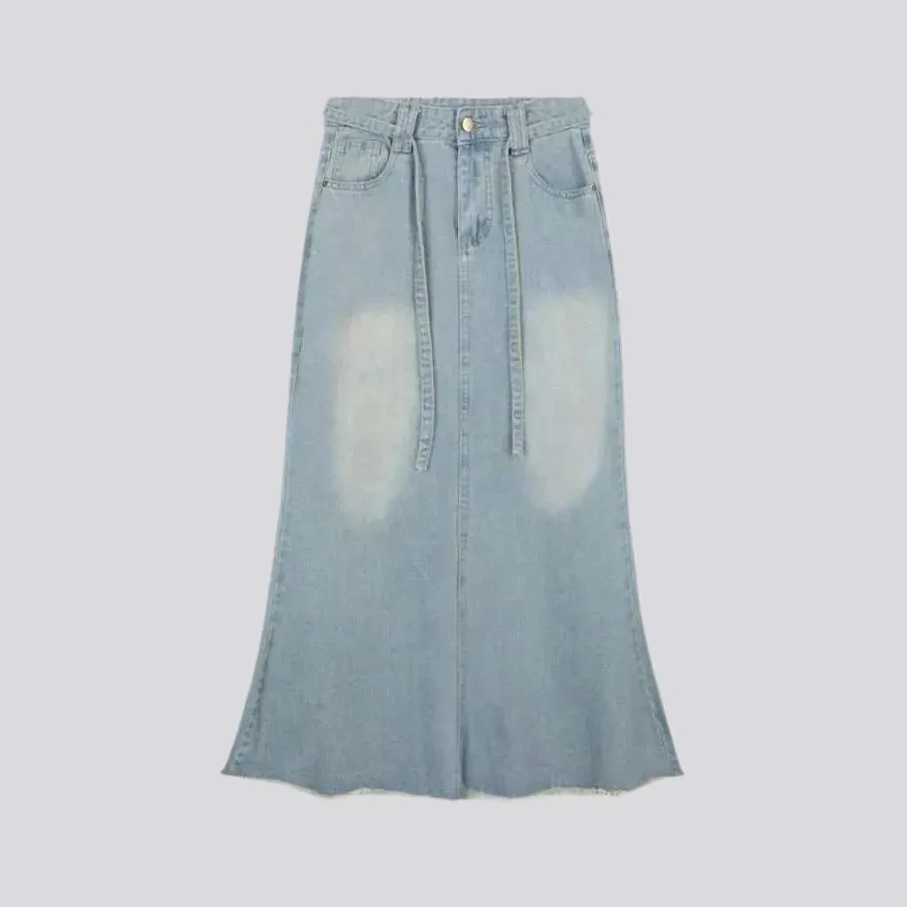 Raw hem vintage women's denim skirt