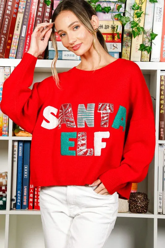 Red Sequin Detail Santa Sweater