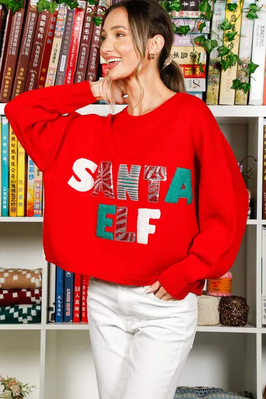 Red Sequin Detail Santa Sweater