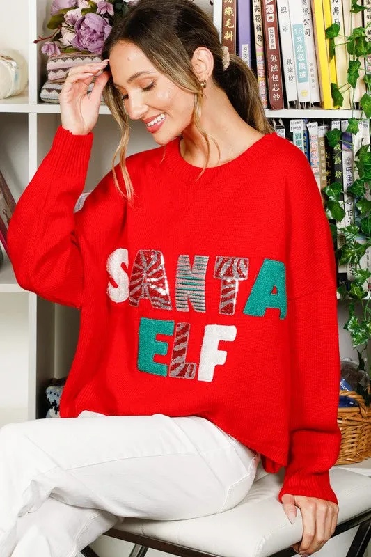 Red Sequin Detail Santa Sweater