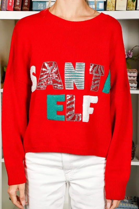 Red Sequin Detail Santa Sweater