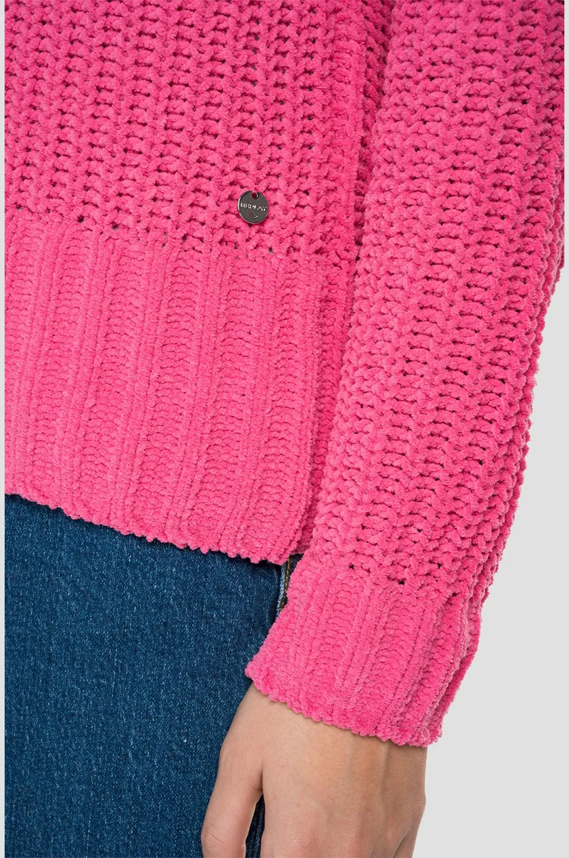 REPLAY CROP-PULLOVER MIT V-AUSSCHNITT pink DK7074