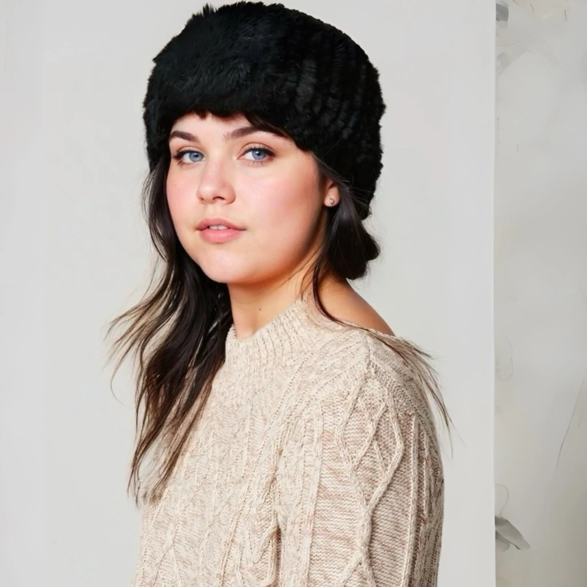 RITZY Rabbit Fur Convertible Headband & Neck warmer