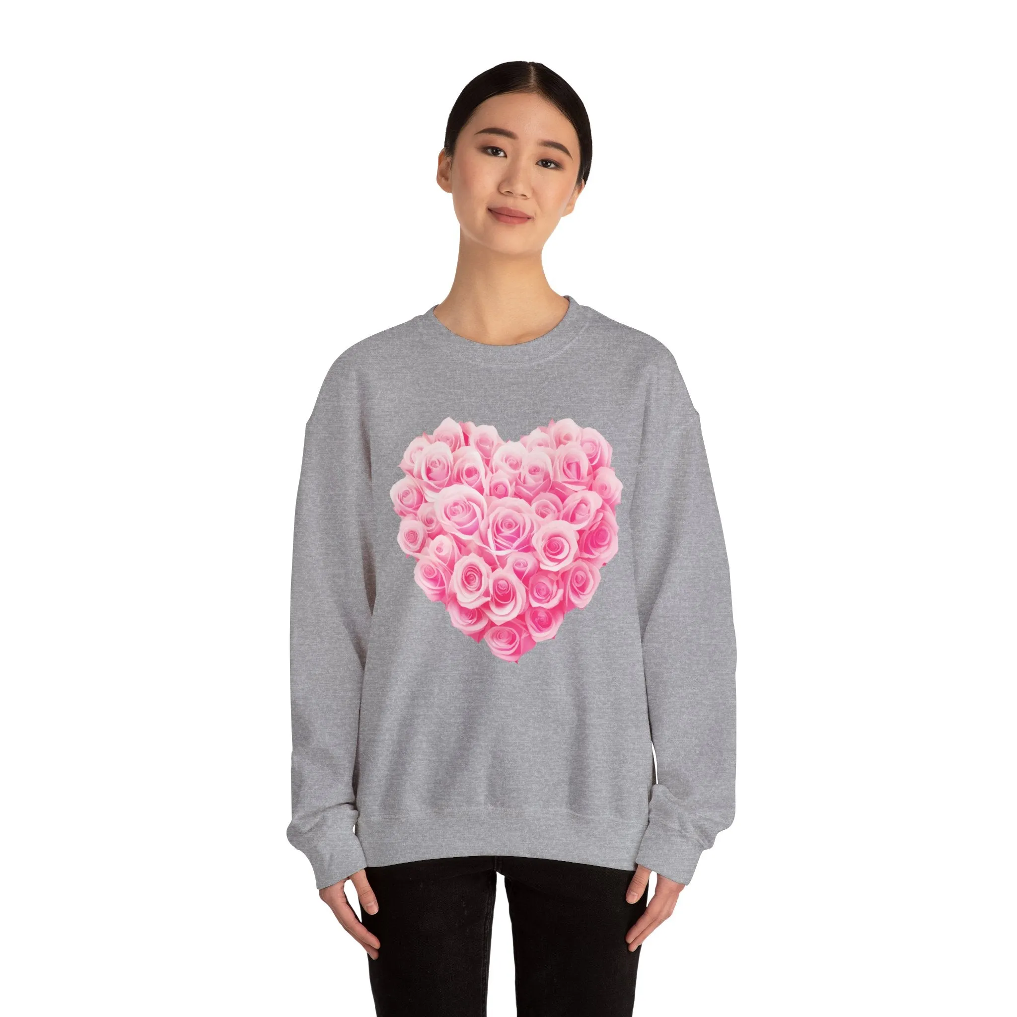 Romantic Rose Heart Sweatshirt - Unisex Heavy Blend™ Crewneck