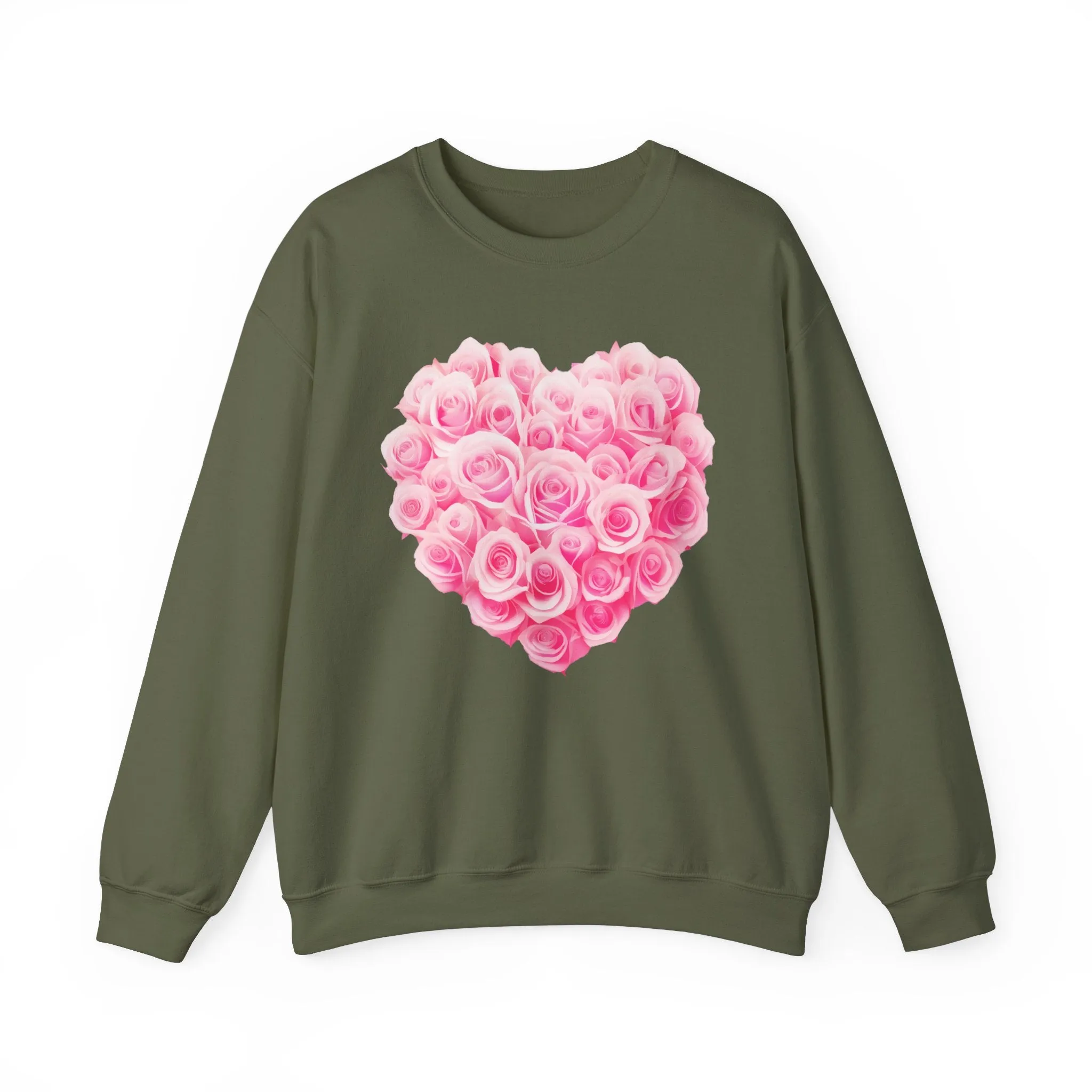 Romantic Rose Heart Sweatshirt - Unisex Heavy Blend™ Crewneck