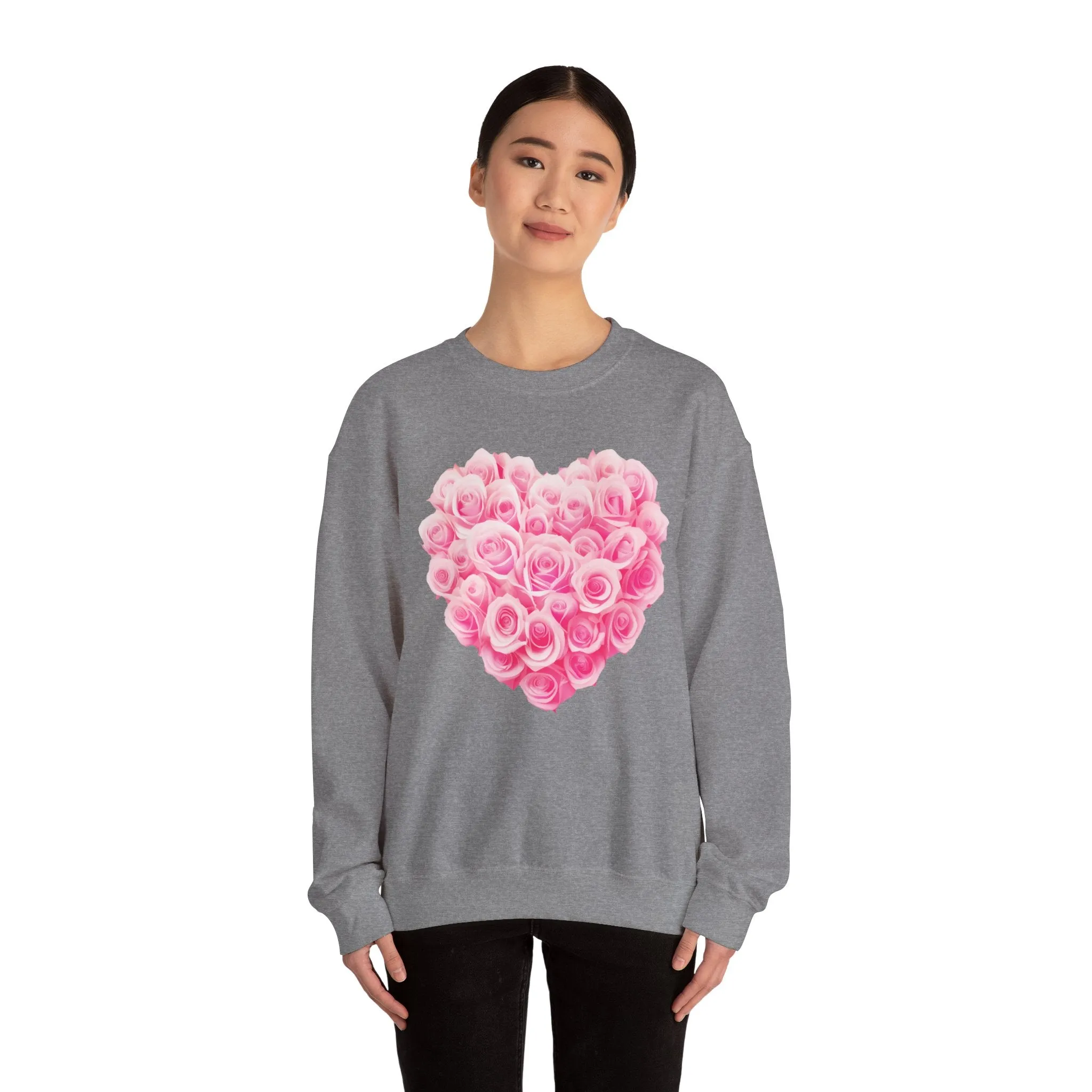 Romantic Rose Heart Sweatshirt - Unisex Heavy Blend™ Crewneck