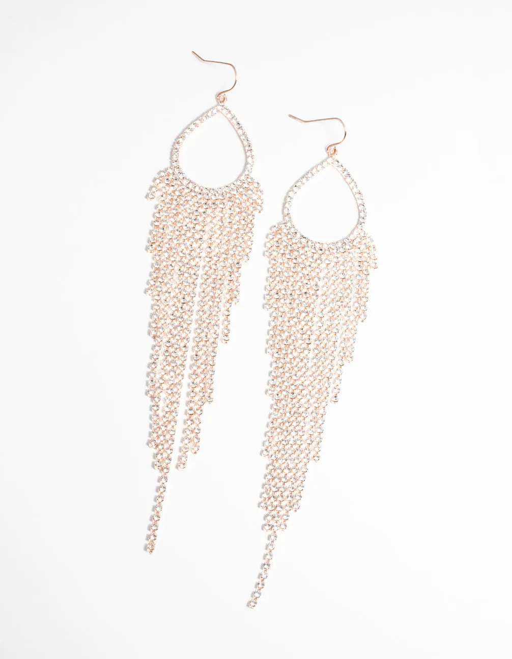 Rose Gold Diamante Drop Earrings