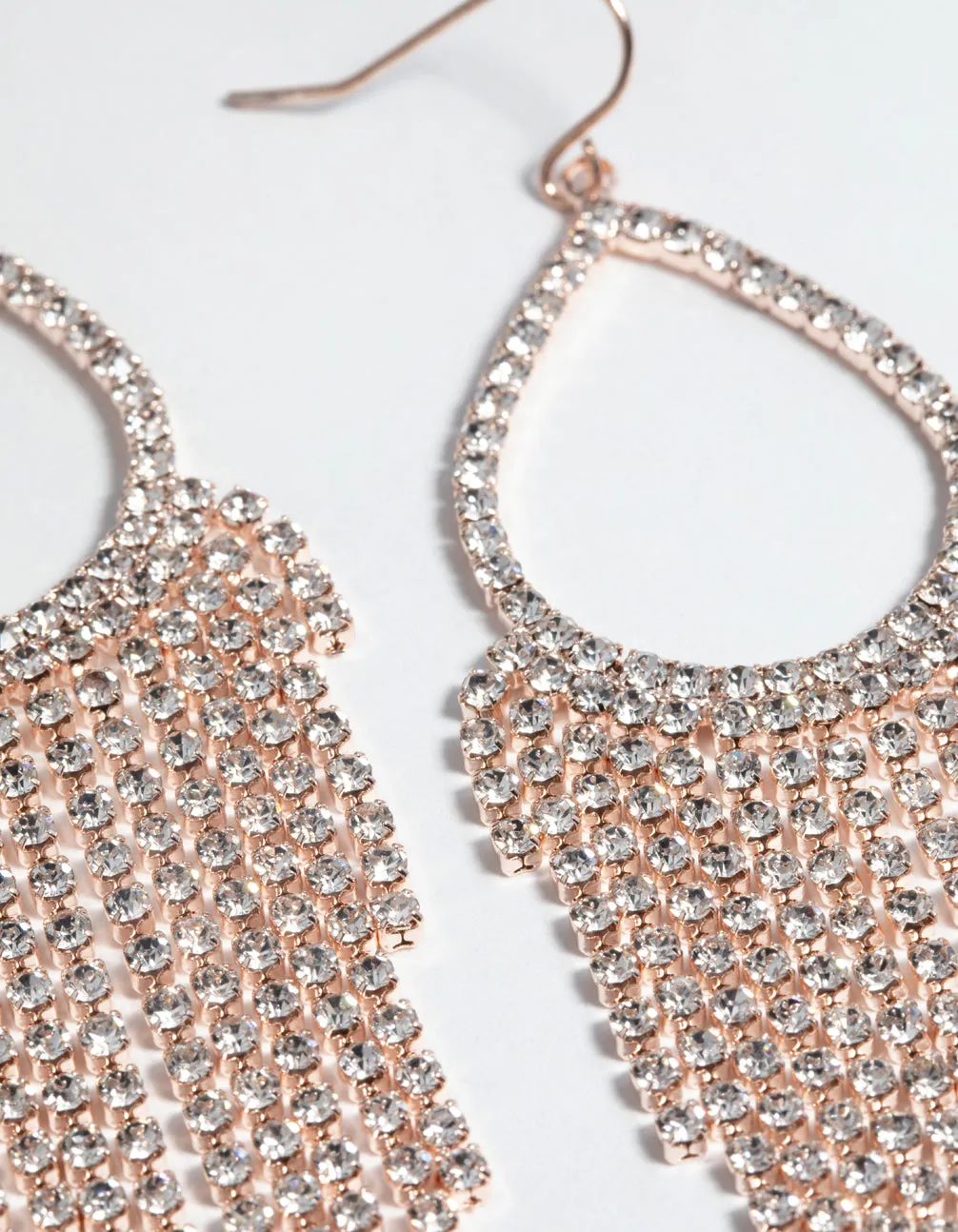 Rose Gold Diamante Drop Earrings