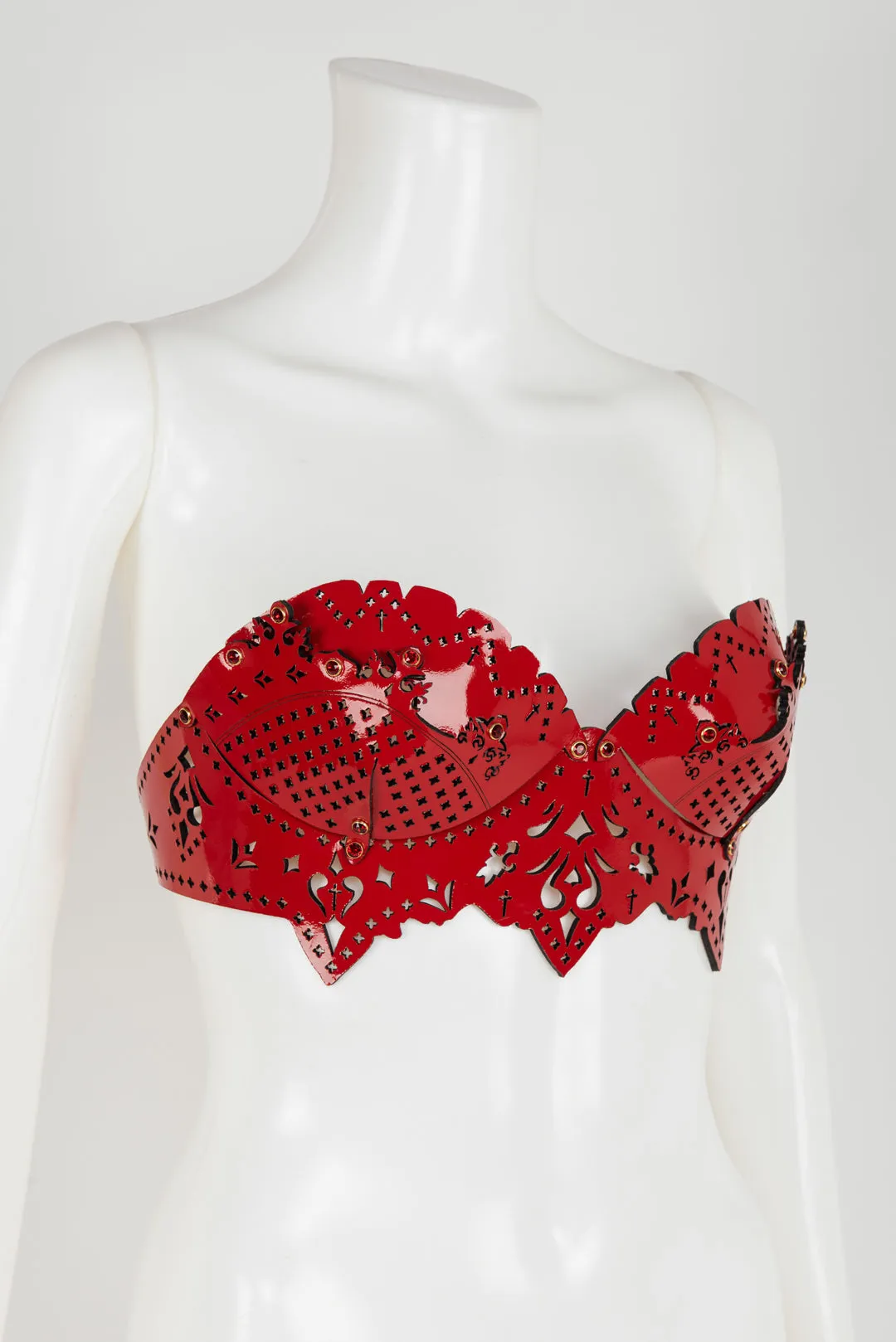 Rosso Lasercut Leather Bra