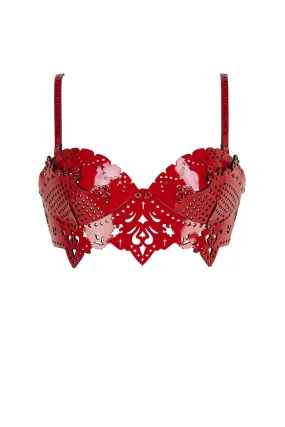 Rosso Lasercut Leather Bra