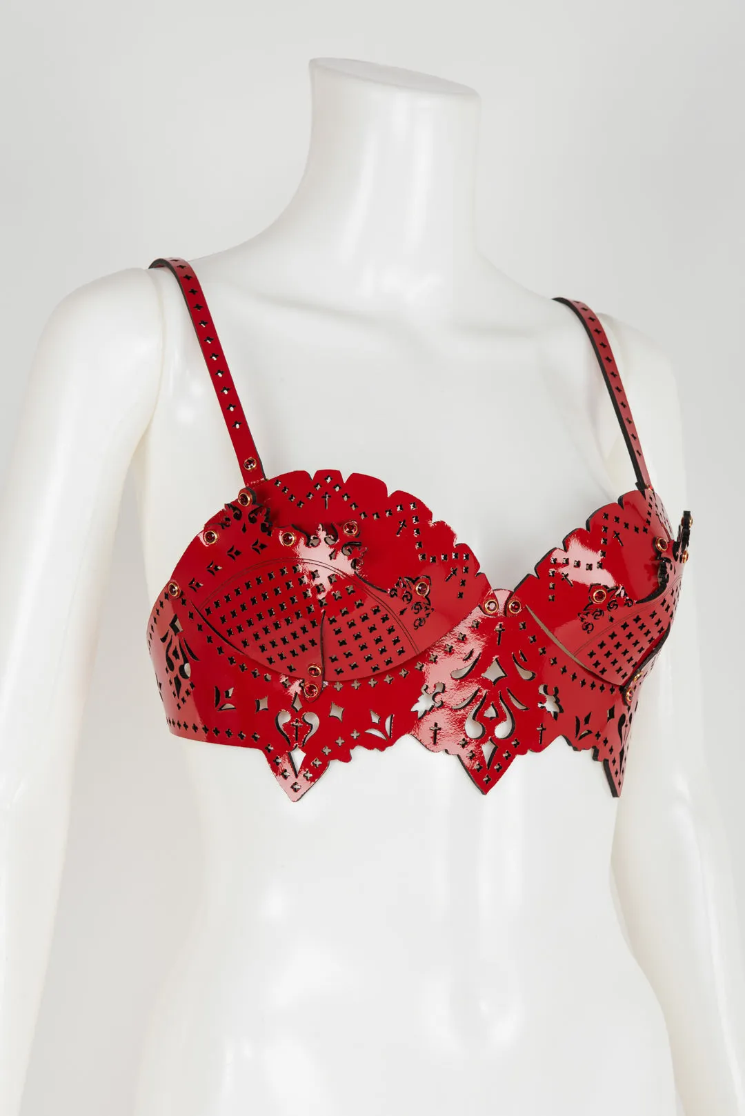 Rosso Lasercut Leather Bra