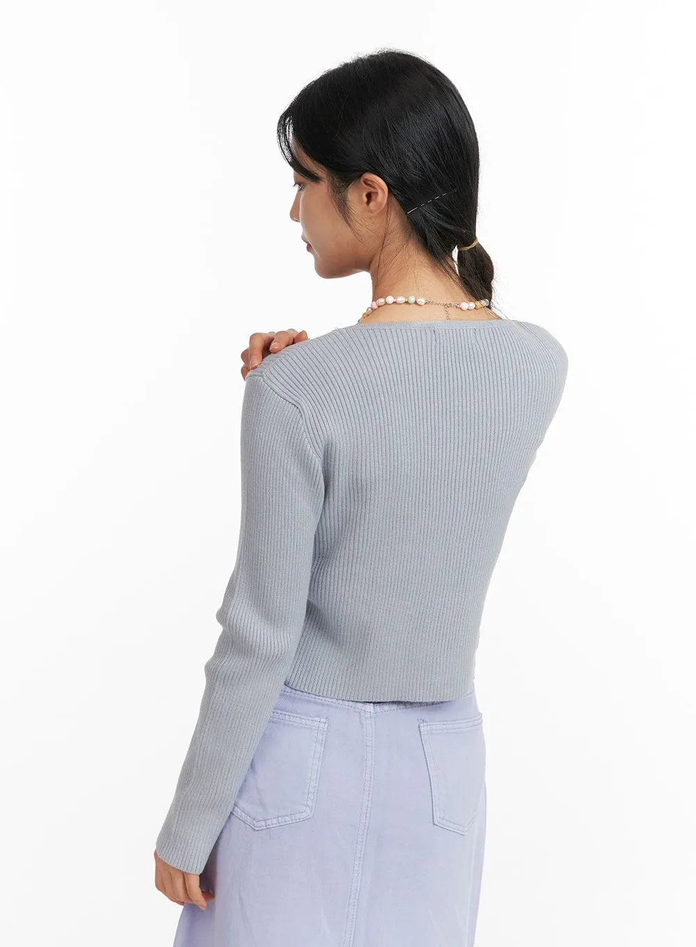 Round Neck Knit Long Sleeve Top OF420