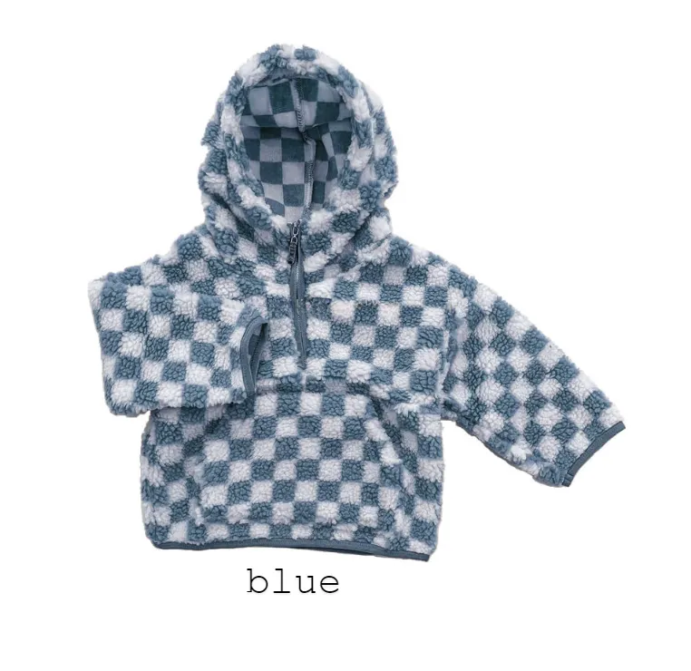 RTS: Checker Teddy Bear Half Zip-