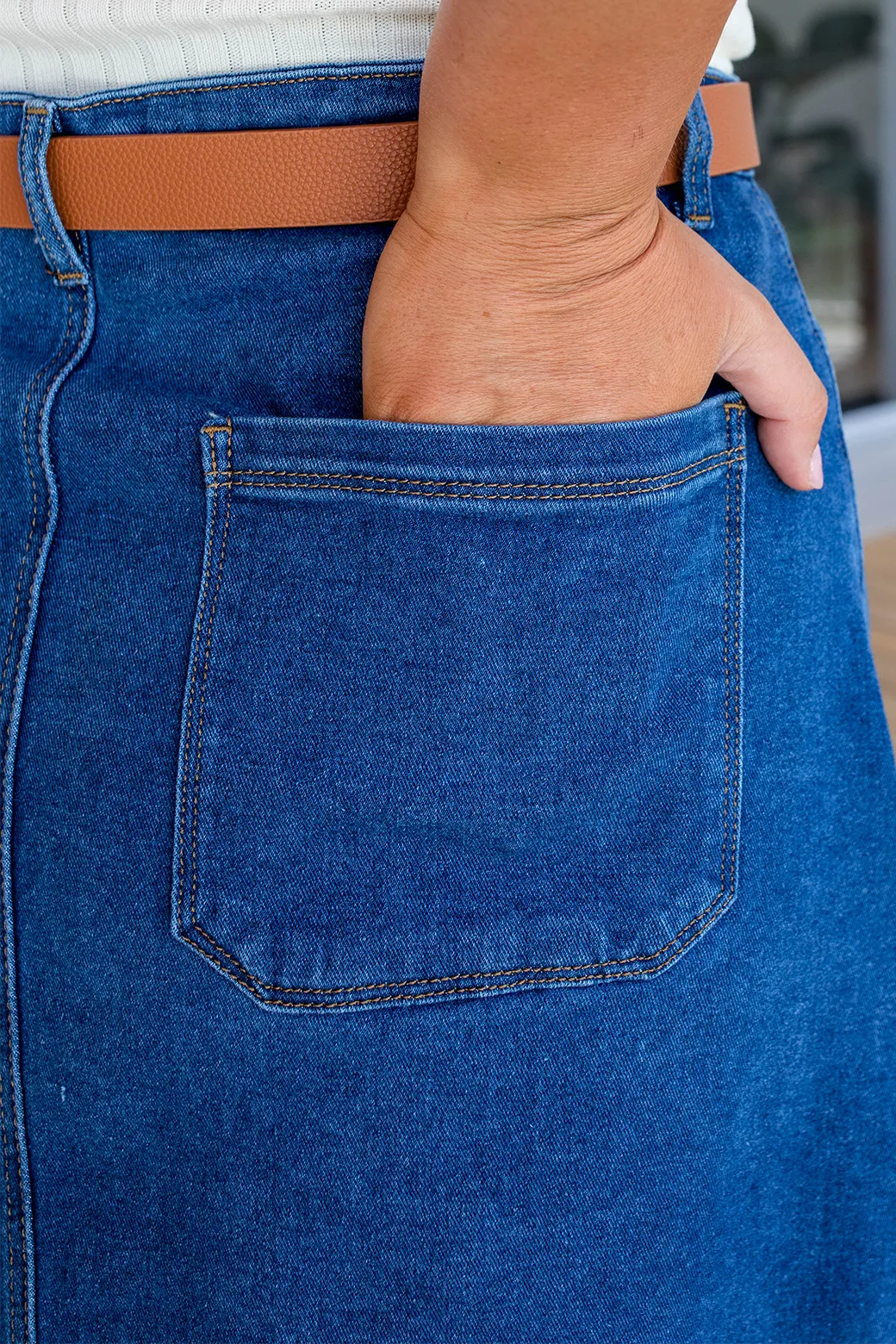 Ruby Denim Skirt Dark Blue Wash