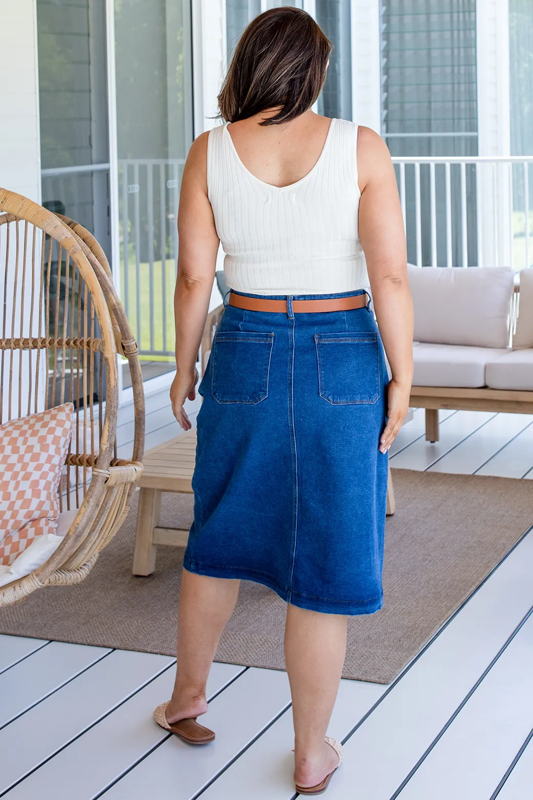 Ruby Denim Skirt Dark Blue Wash