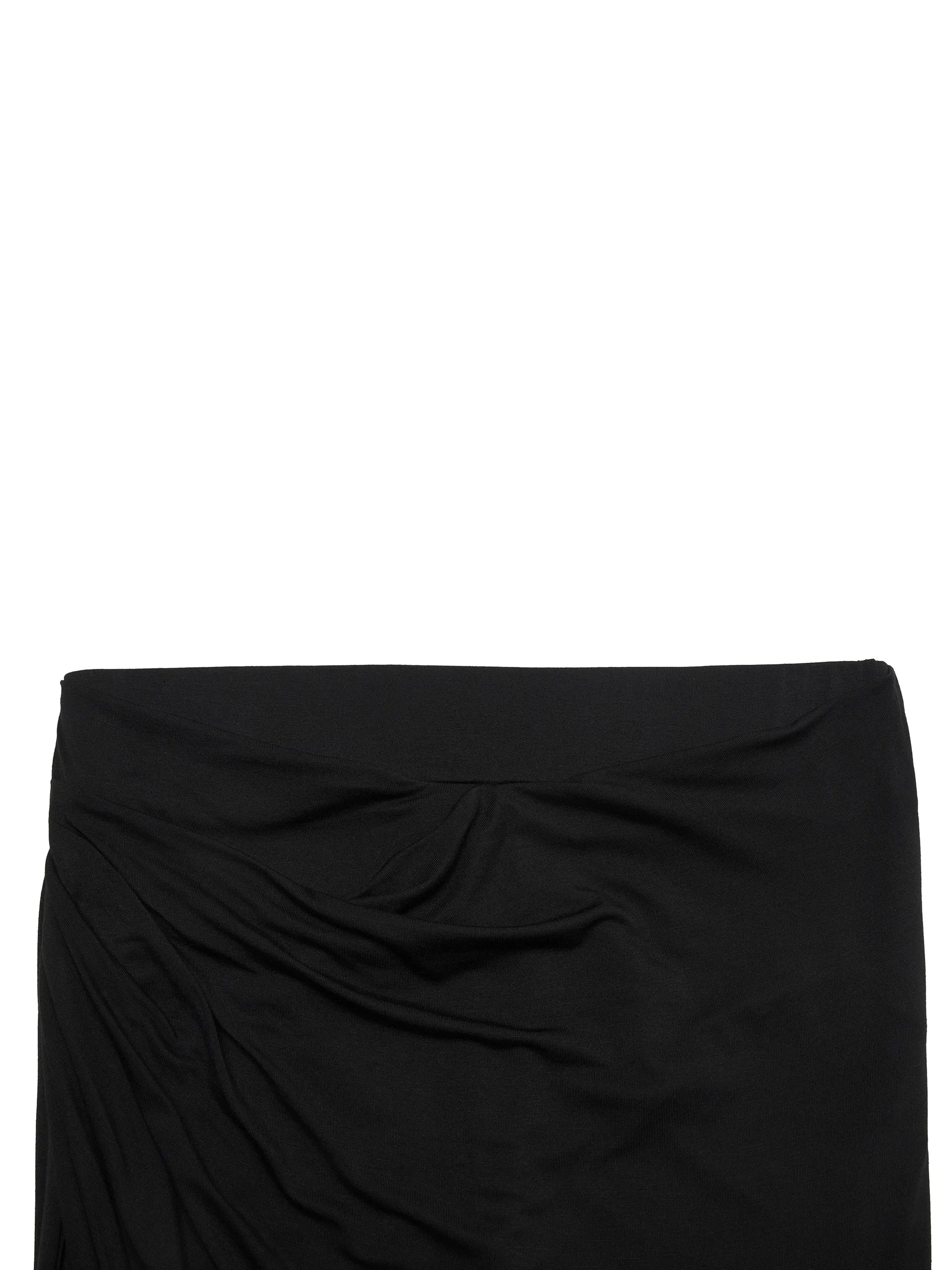 Ruched Slit Midi Skirt