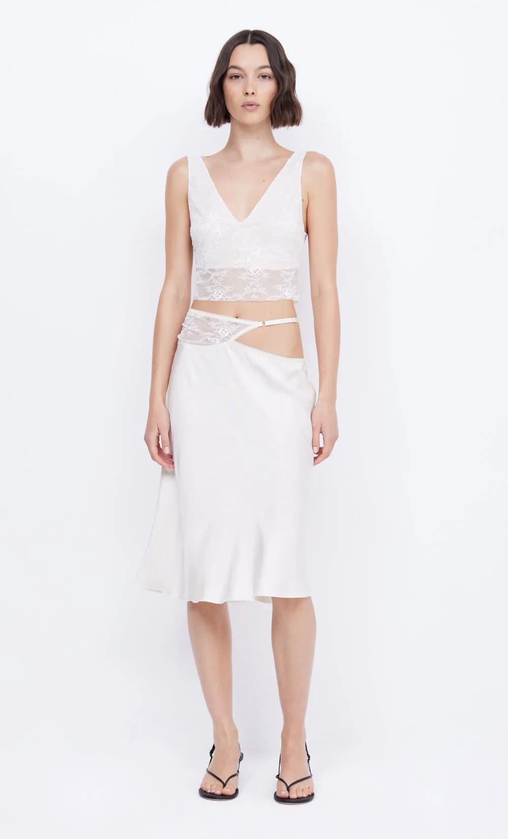 SANTAL ASYM MIDI SKIRT - IVORY