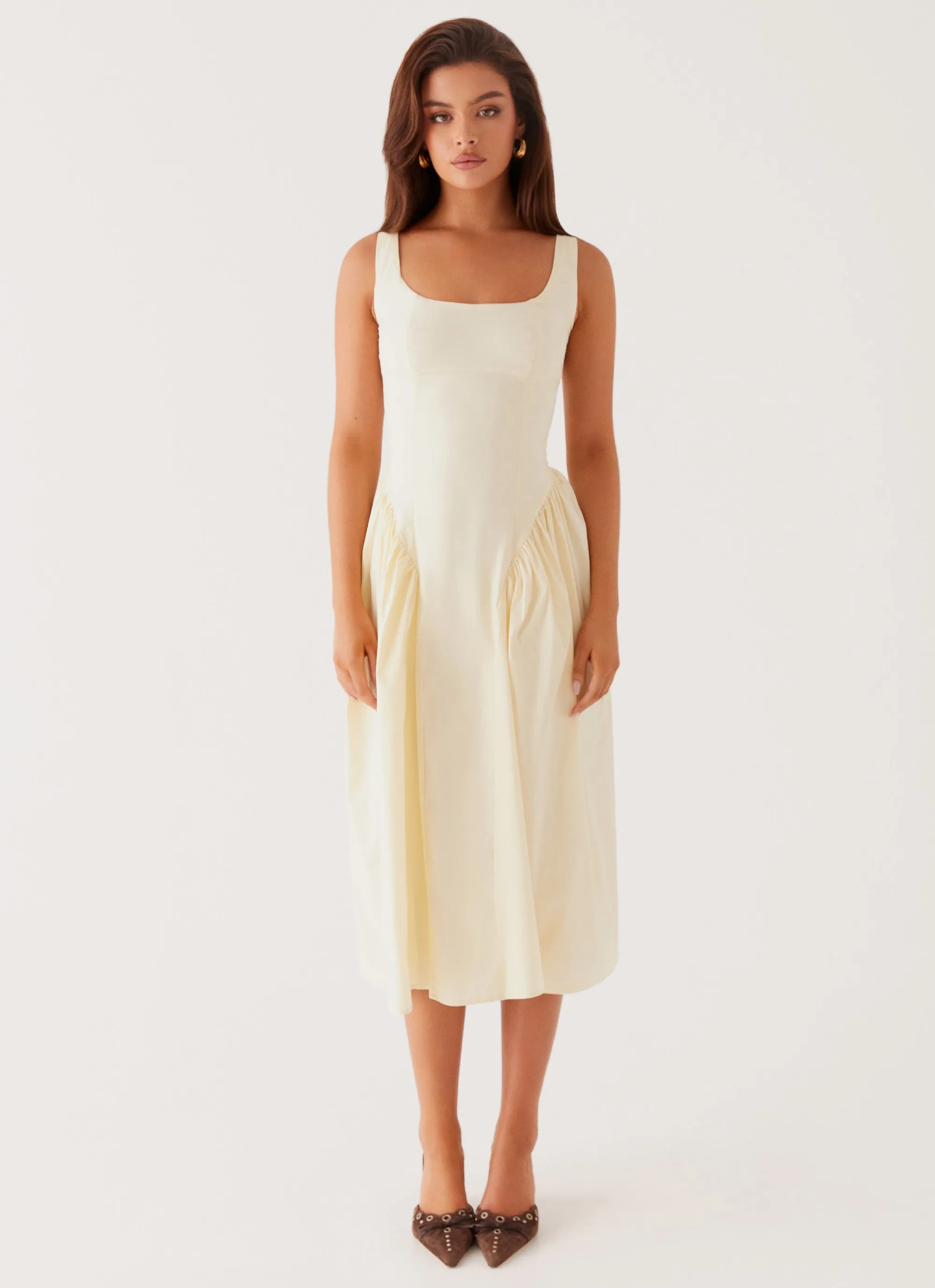 Sassy Soiree Midi Dress - Cream