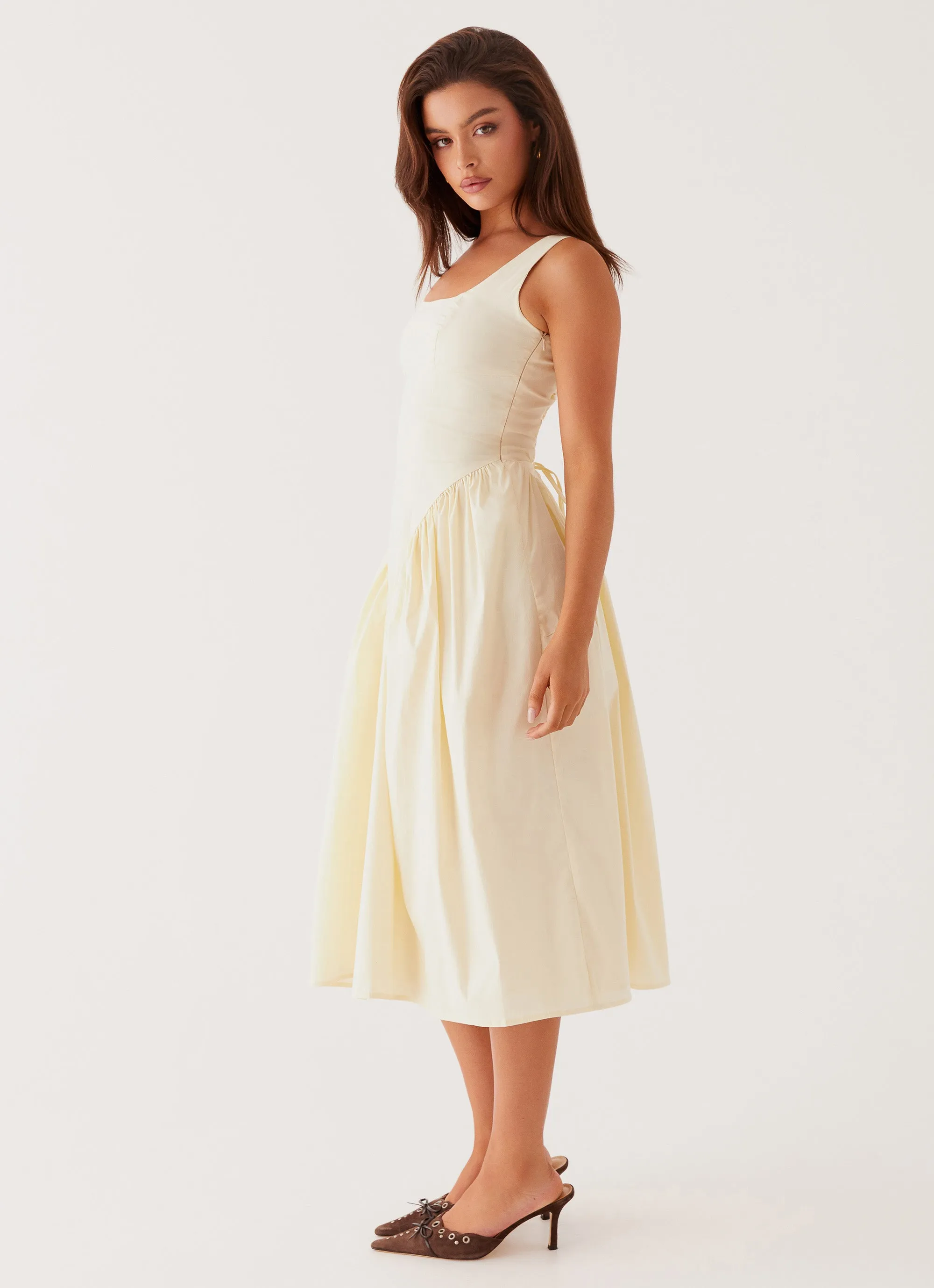 Sassy Soiree Midi Dress - Cream