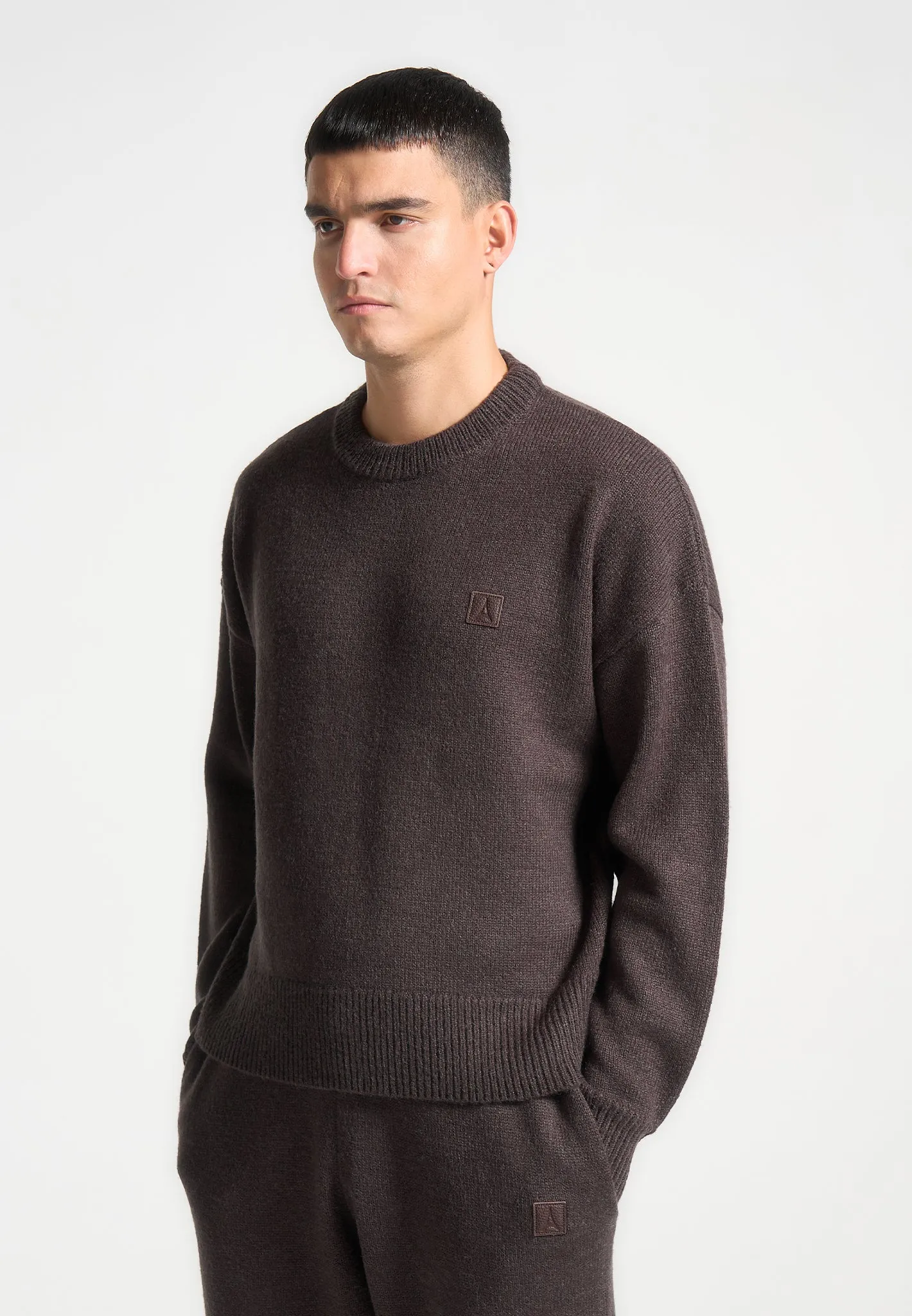 Signature Mohair-Blend Crewneck Jumper - Brown