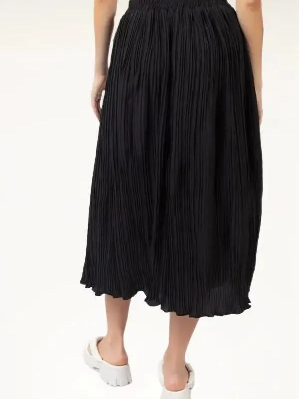 Simple Pleated Bodre A-Line Midi Skirt (2 Options)