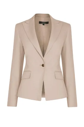 Smart Wool Jacket in Putty Coloured Doeskin - Inez