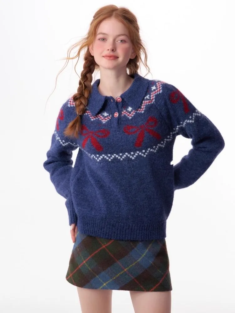 Soft and thick Fair Isle polo neck sweater【s0000006172】