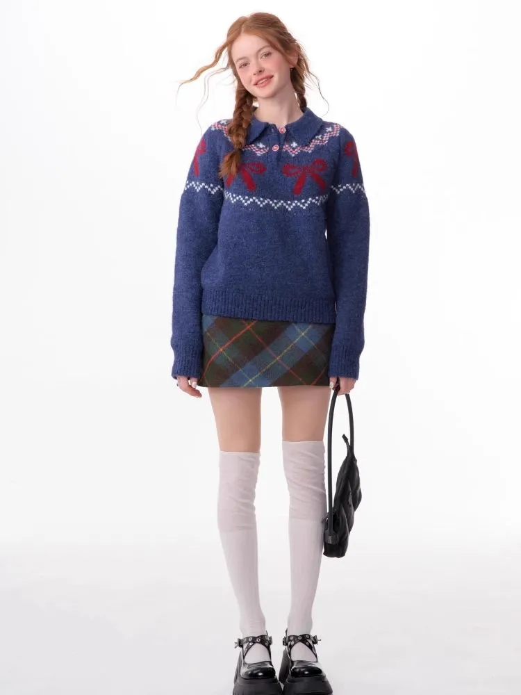 Soft and thick Fair Isle polo neck sweater【s0000006172】