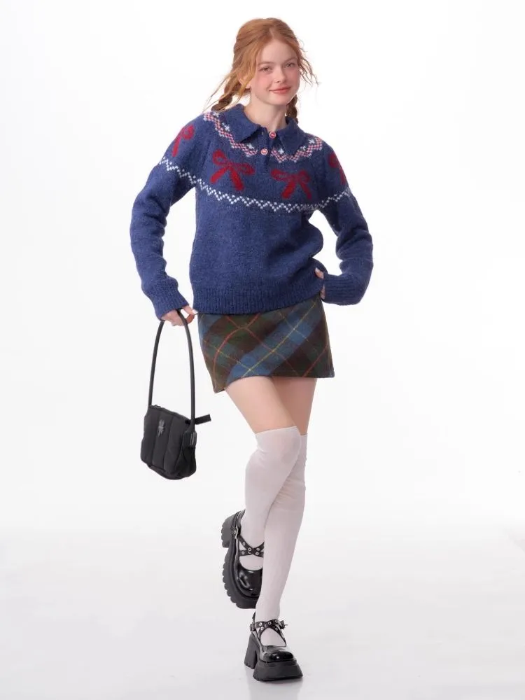 Soft and thick Fair Isle polo neck sweater【s0000006172】