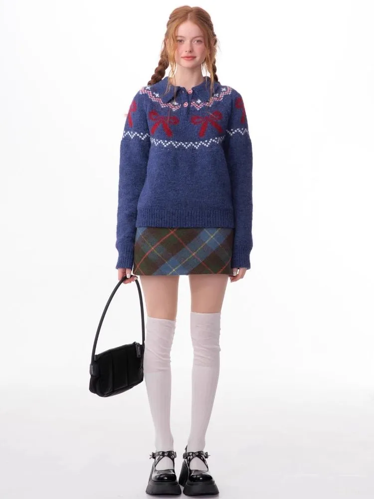 Soft and thick Fair Isle polo neck sweater【s0000006172】