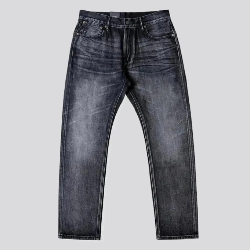 Stonewashed men's self-edge jeans