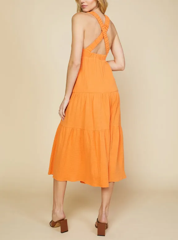 Sunkissed Orange Midi Dress