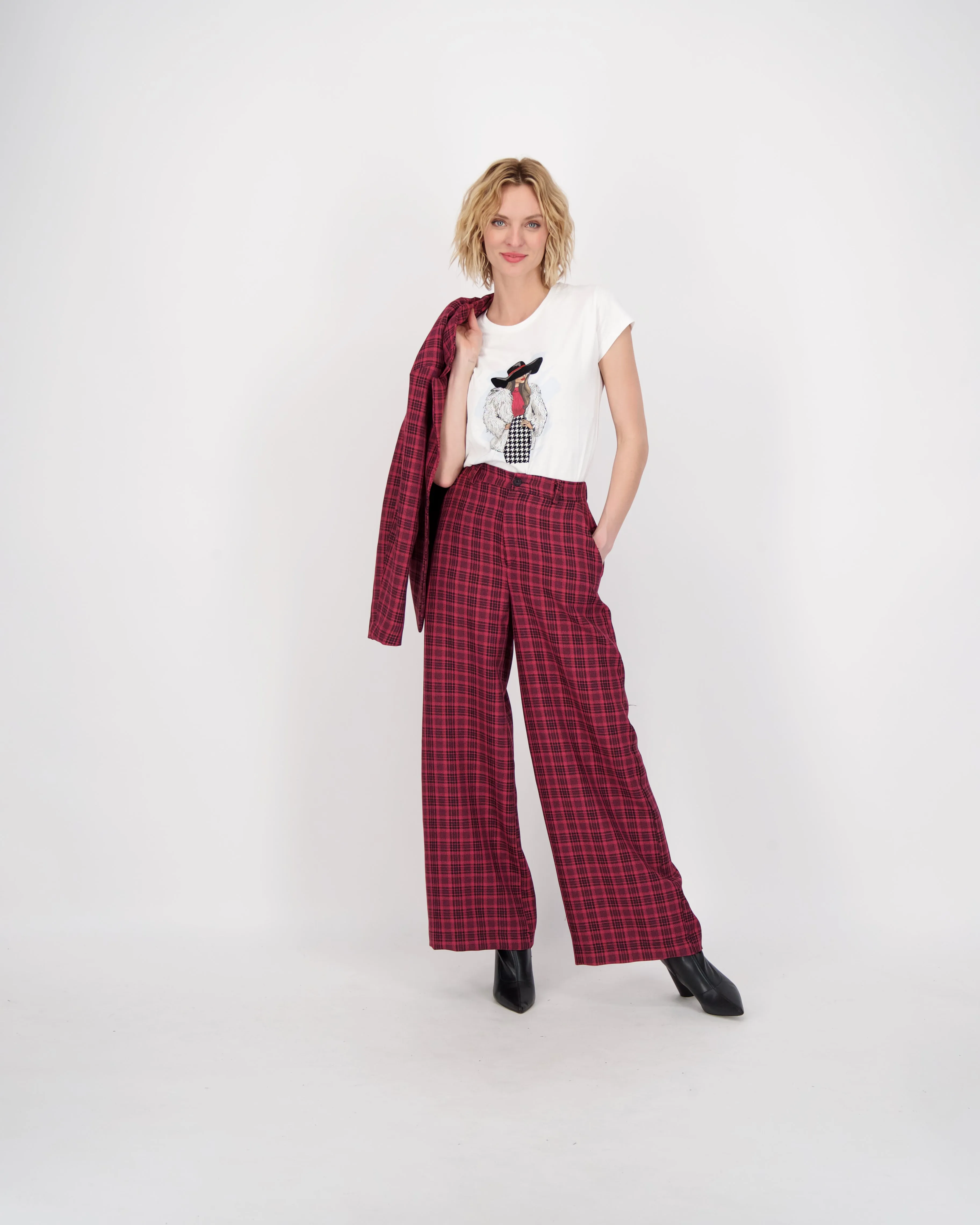 Tailored Check Wide Pant