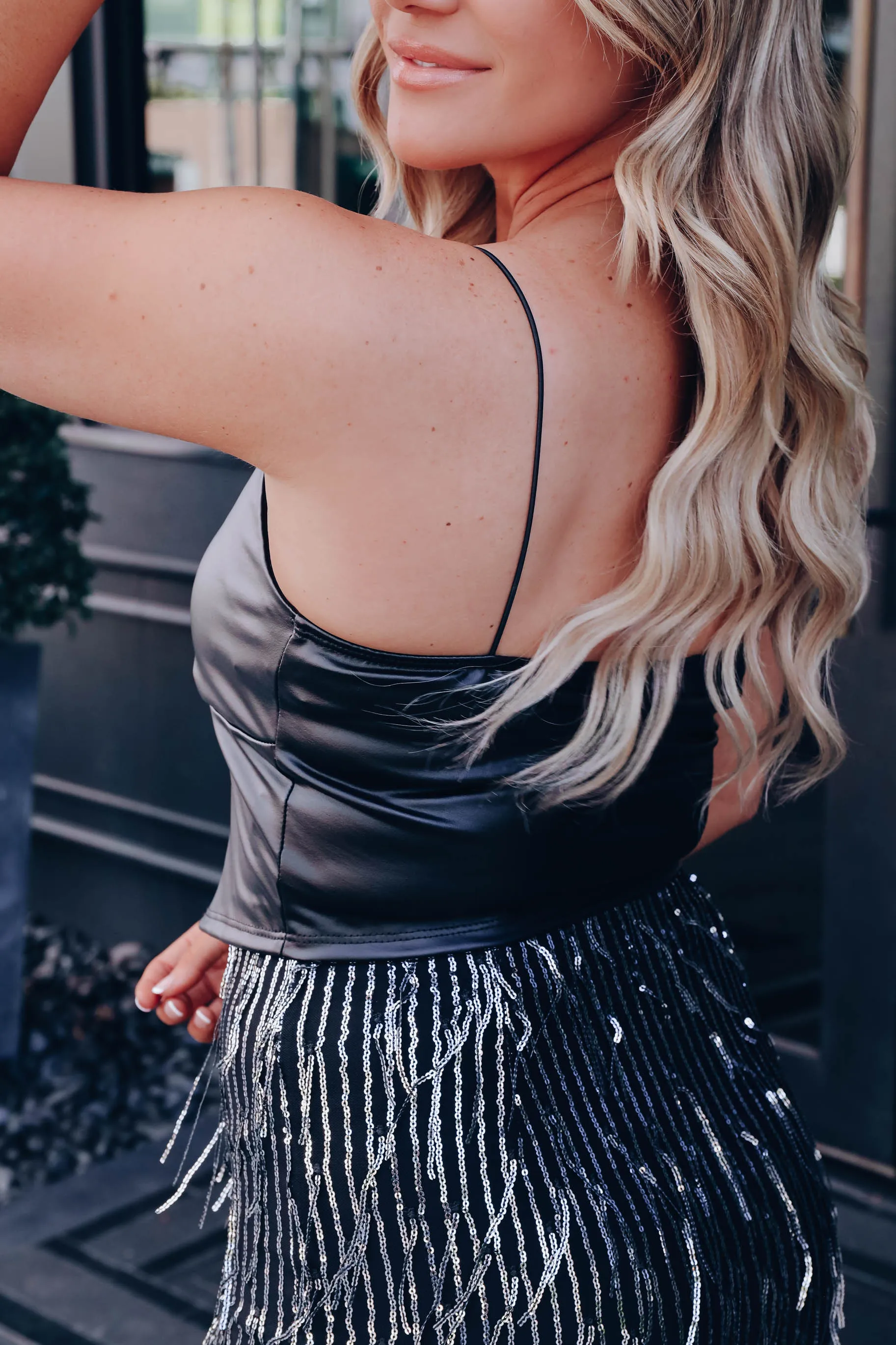 Takin' A Risk Faux Leather Crop Top