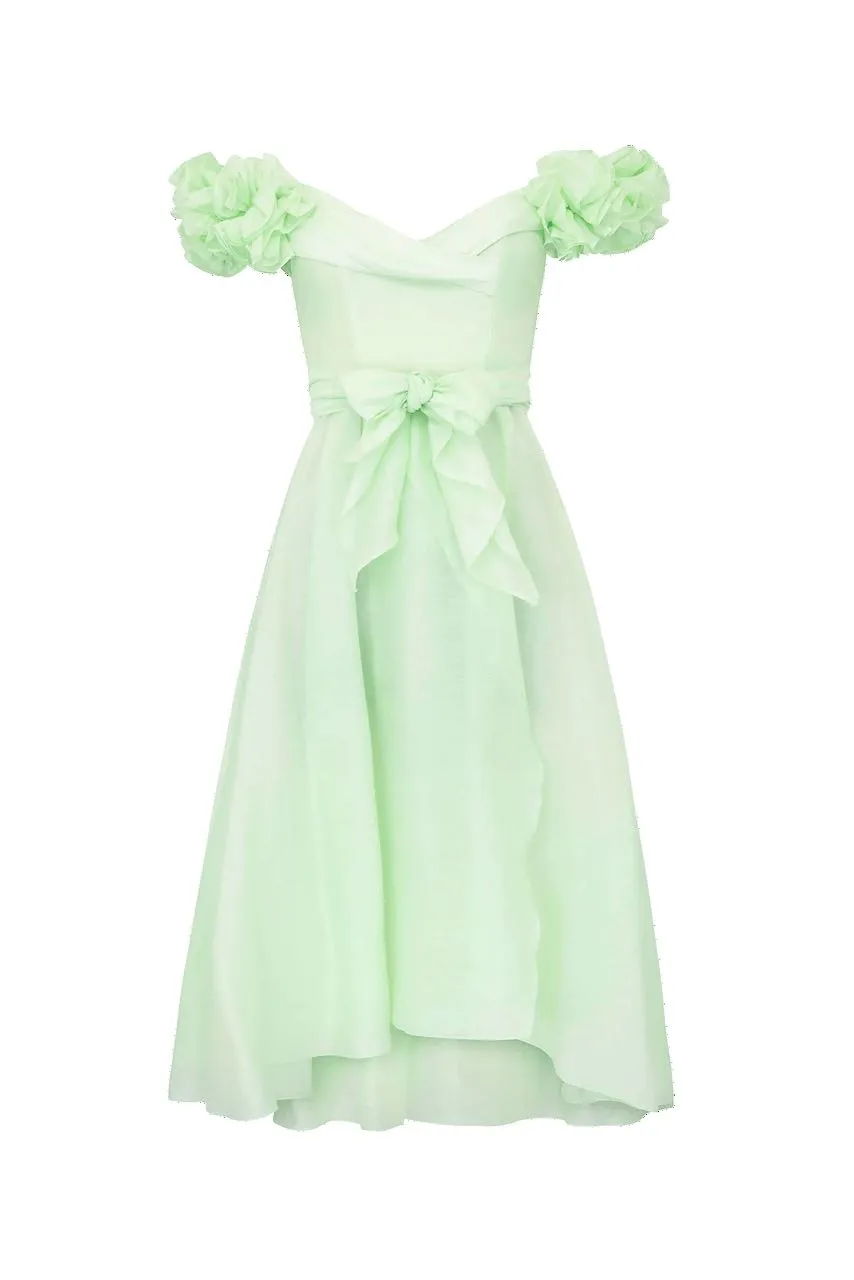 Talulah Marigold Midi Dress - Soft Lime