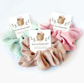 Teddy Bear Baby Girl Shower Favors , Hair Scrunchies - TB100