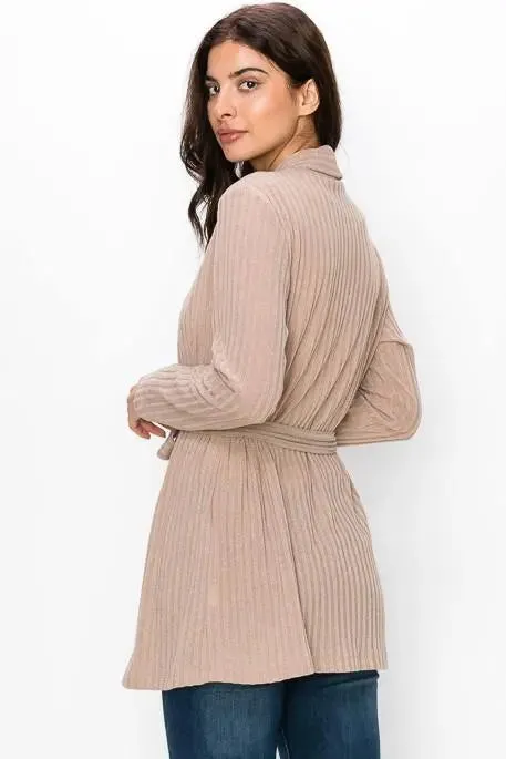 Teddy Ribbed Belted Cardigan