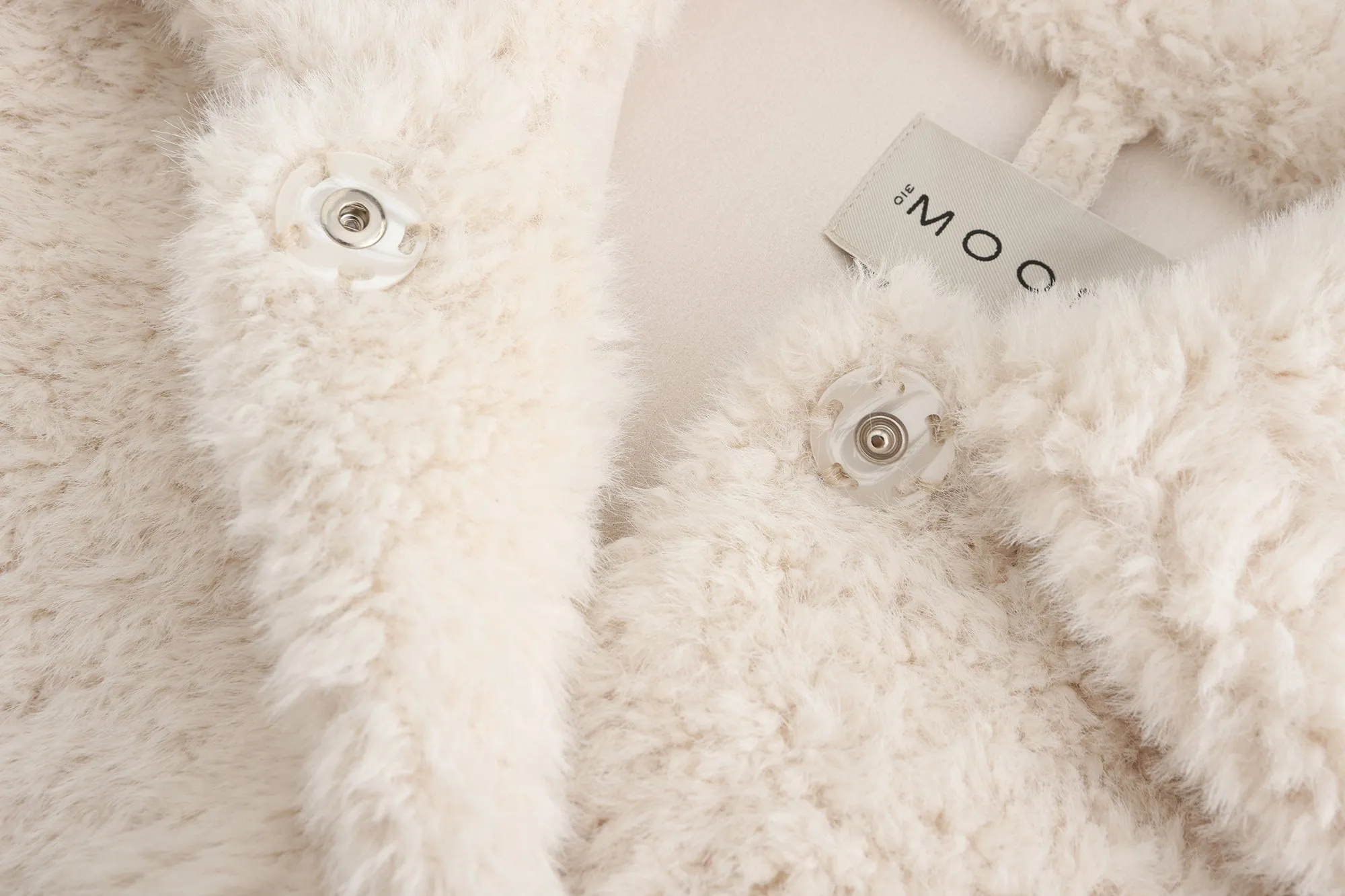 Teddy Shearling Bow Coat - White