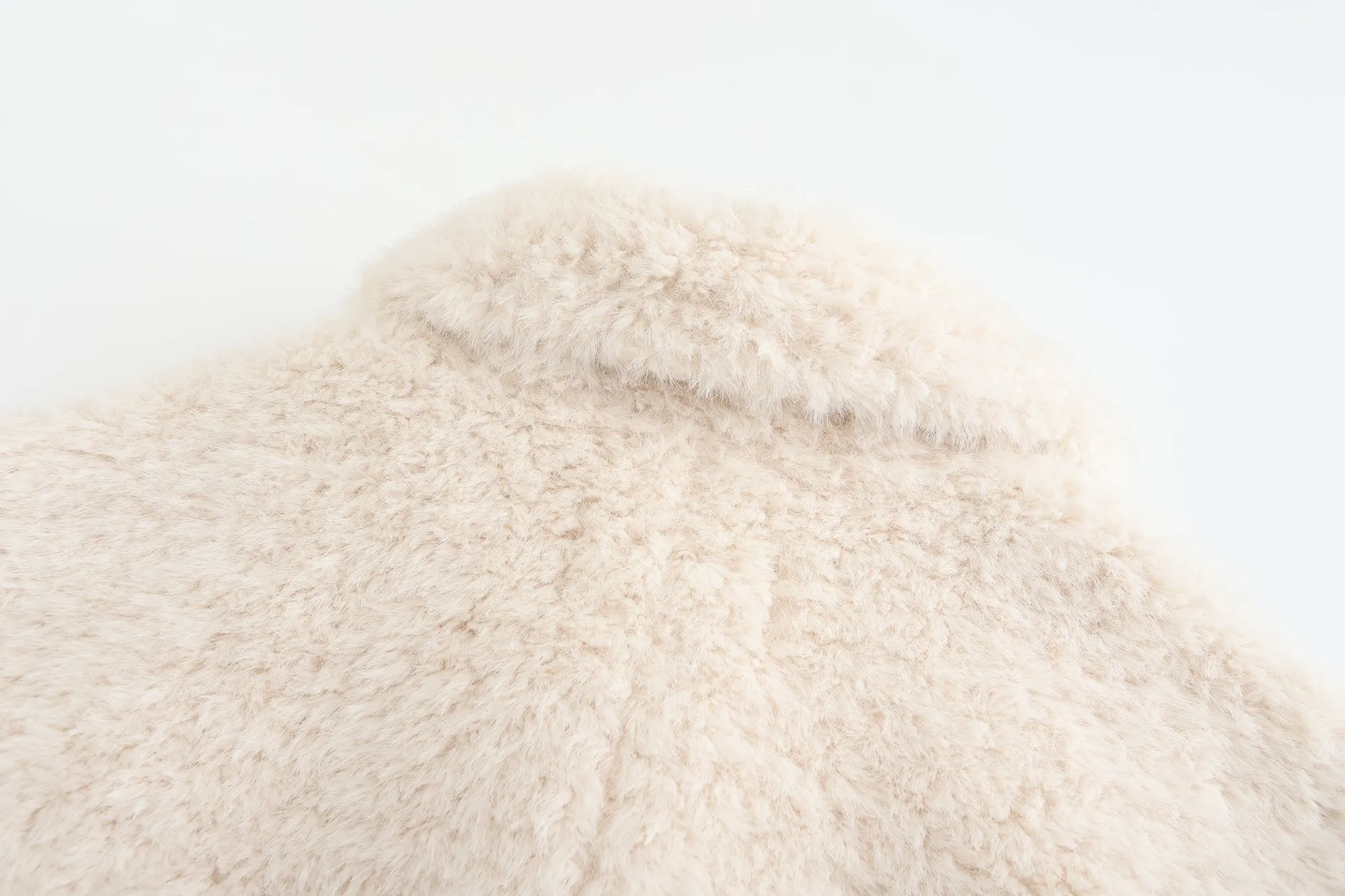 Teddy Shearling Bow Coat - White