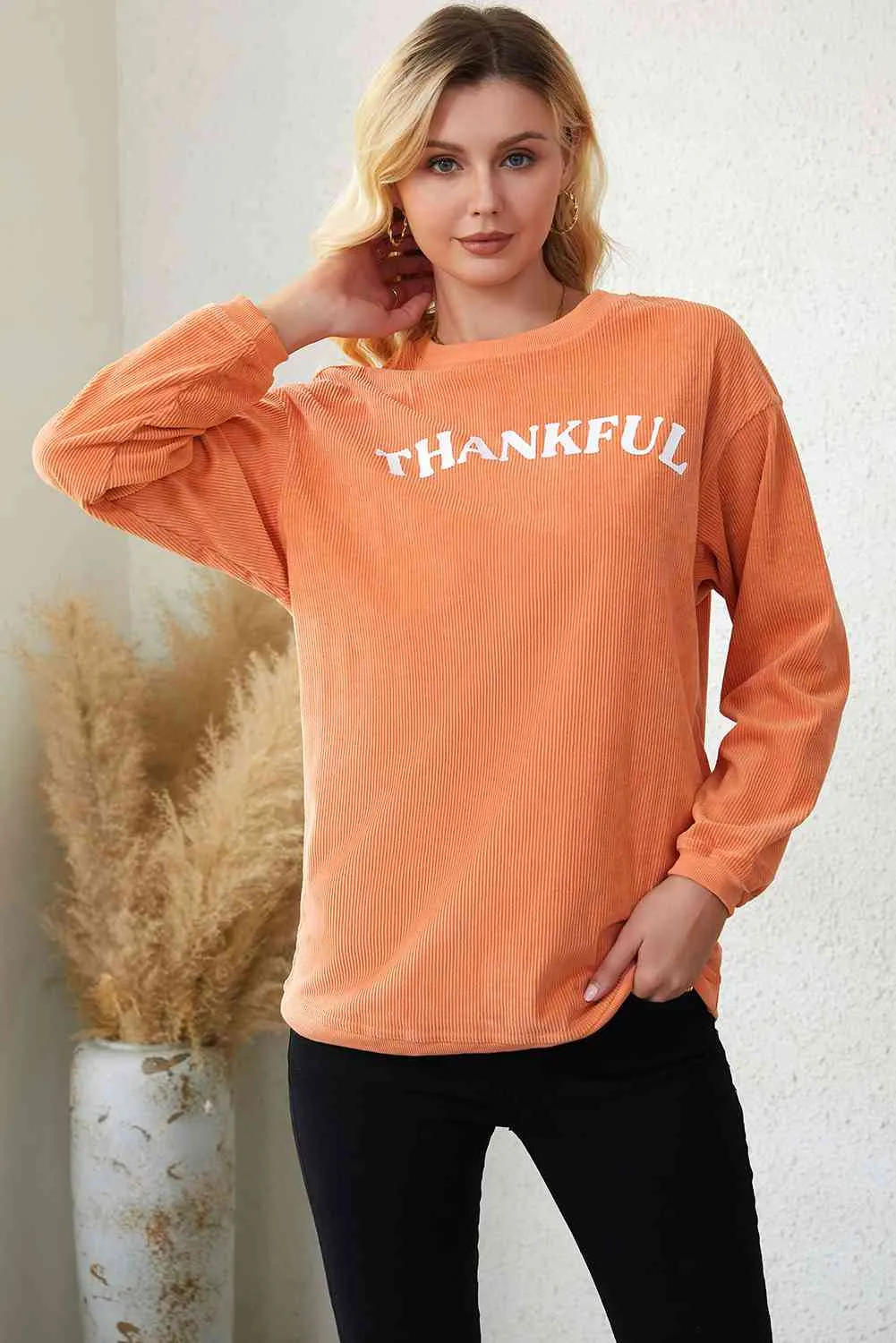 Thankful Graphic Long Sleeve Sweater