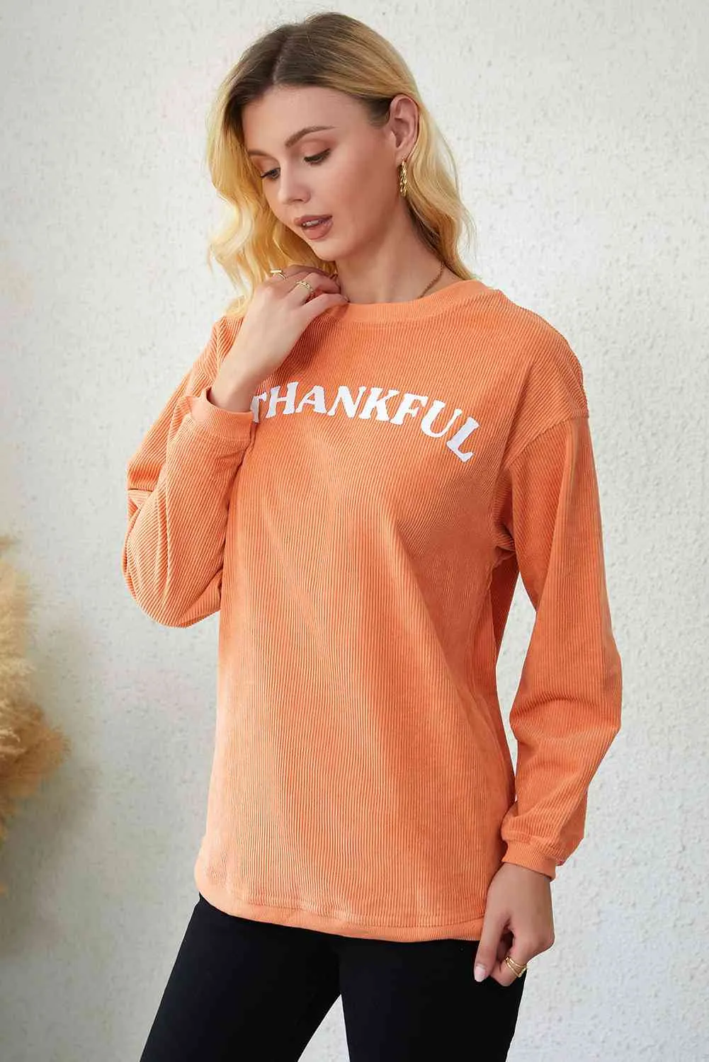 Thankful Graphic Long Sleeve Sweater