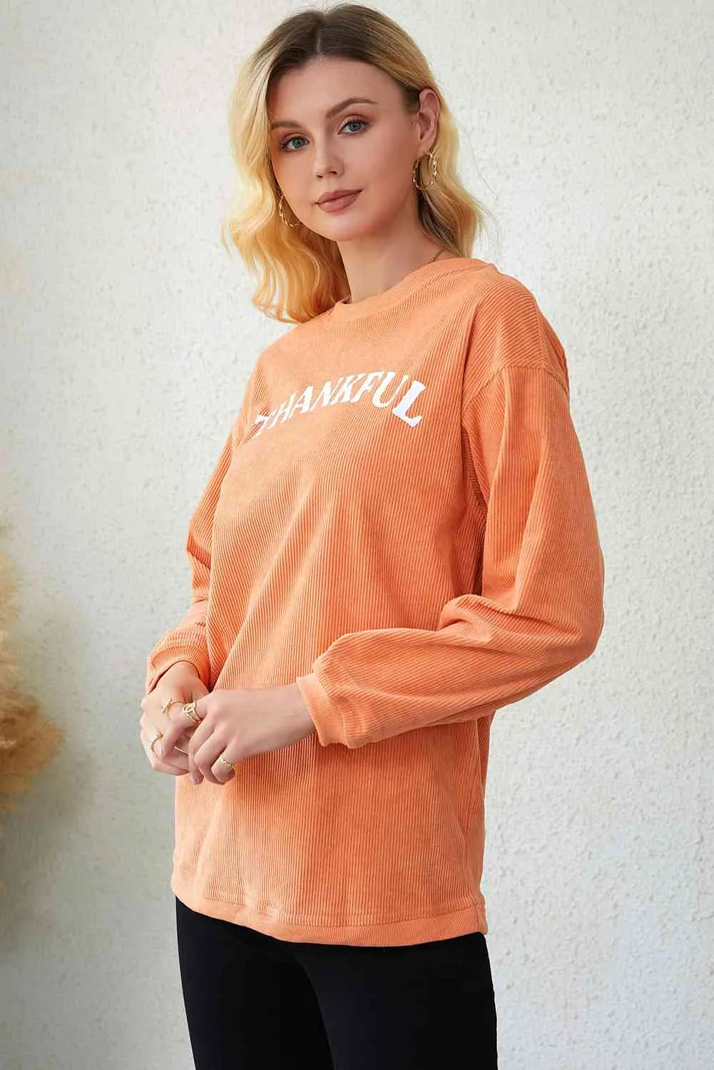 Thankful Graphic Long Sleeve Sweater