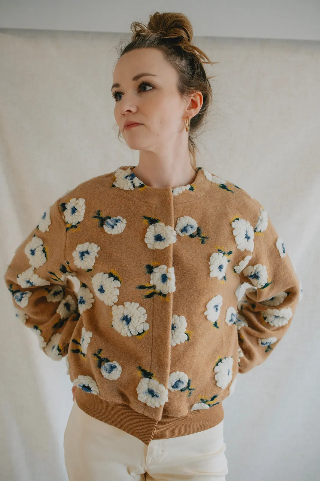 The Ellie Textured Floral Bomber Cardigan