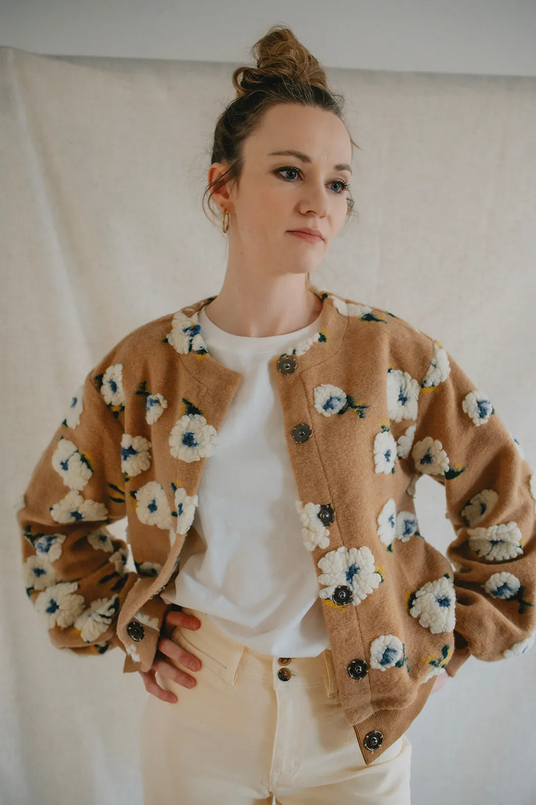 The Ellie Textured Floral Bomber Cardigan